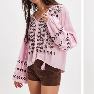 NWOT Free People Savannah Embroidered Top, XS